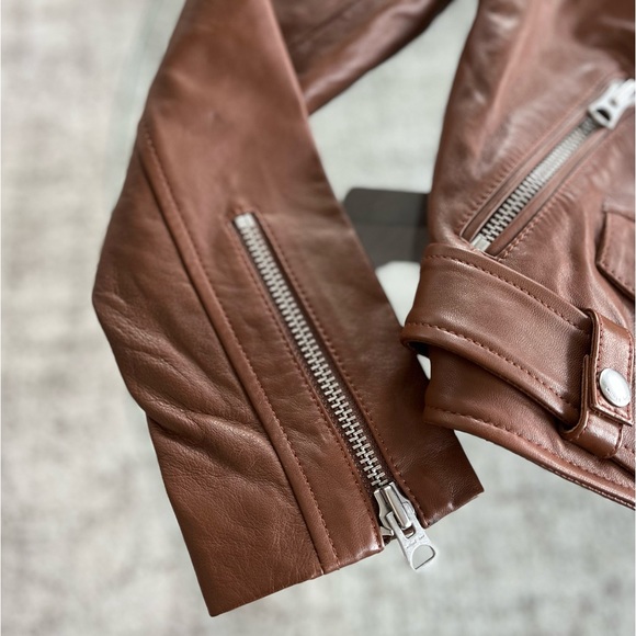 New Rare Wilfred Free The iconic Lennon Brown Biker Leather Fall Jacket Sz S - Picture 13 of 17